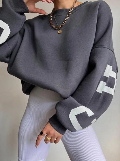 Women's Oversized Sweatshirt – Graphic Print Drop Shoulder