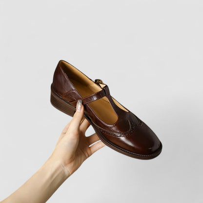 Women's Mary Jane Flats – Buckle Strap, Perforated