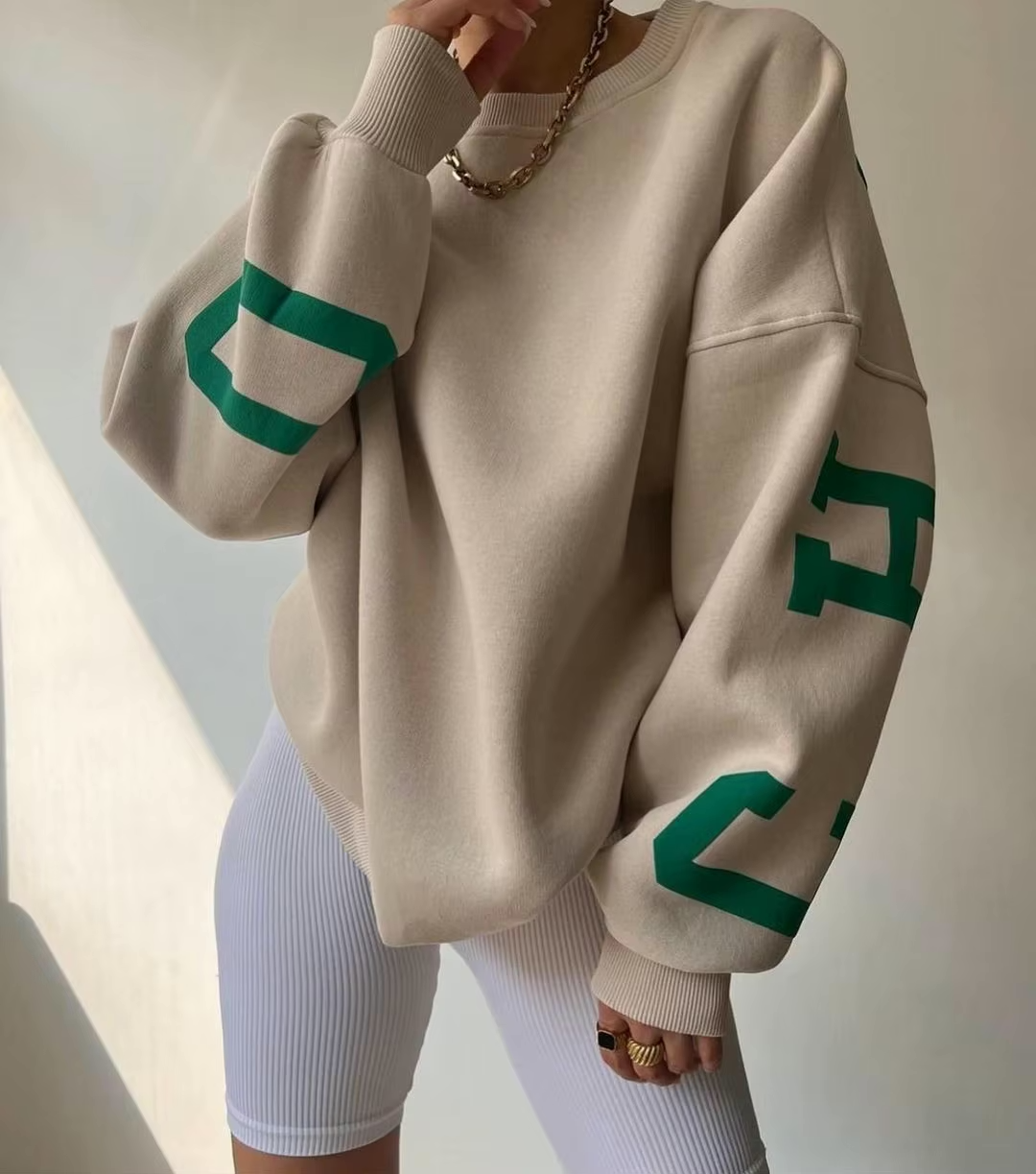 Women's Oversized Sweatshirt – Graphic Print Drop Shoulder