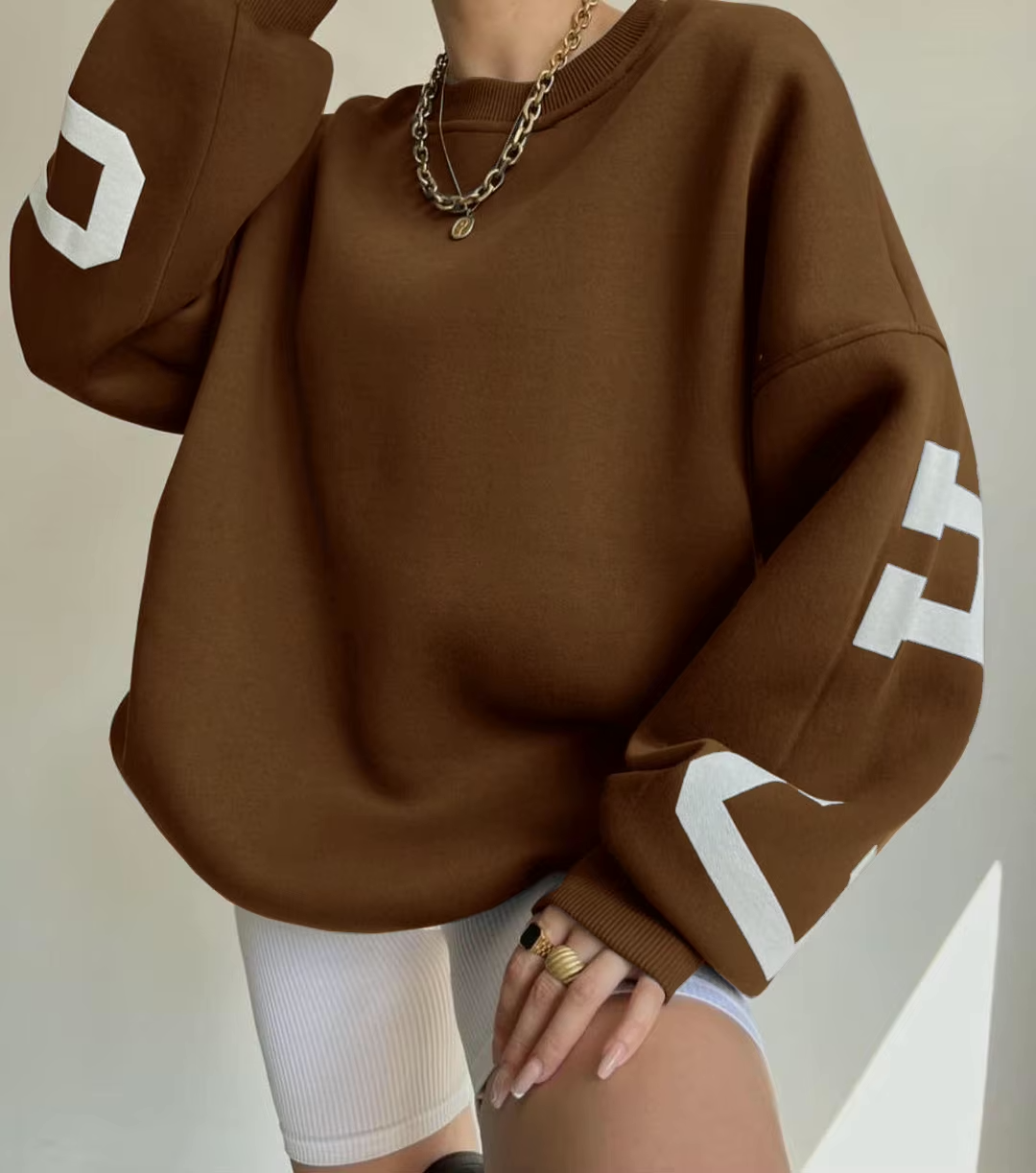 Women's Oversized Sweatshirt – Graphic Print Drop Shoulder