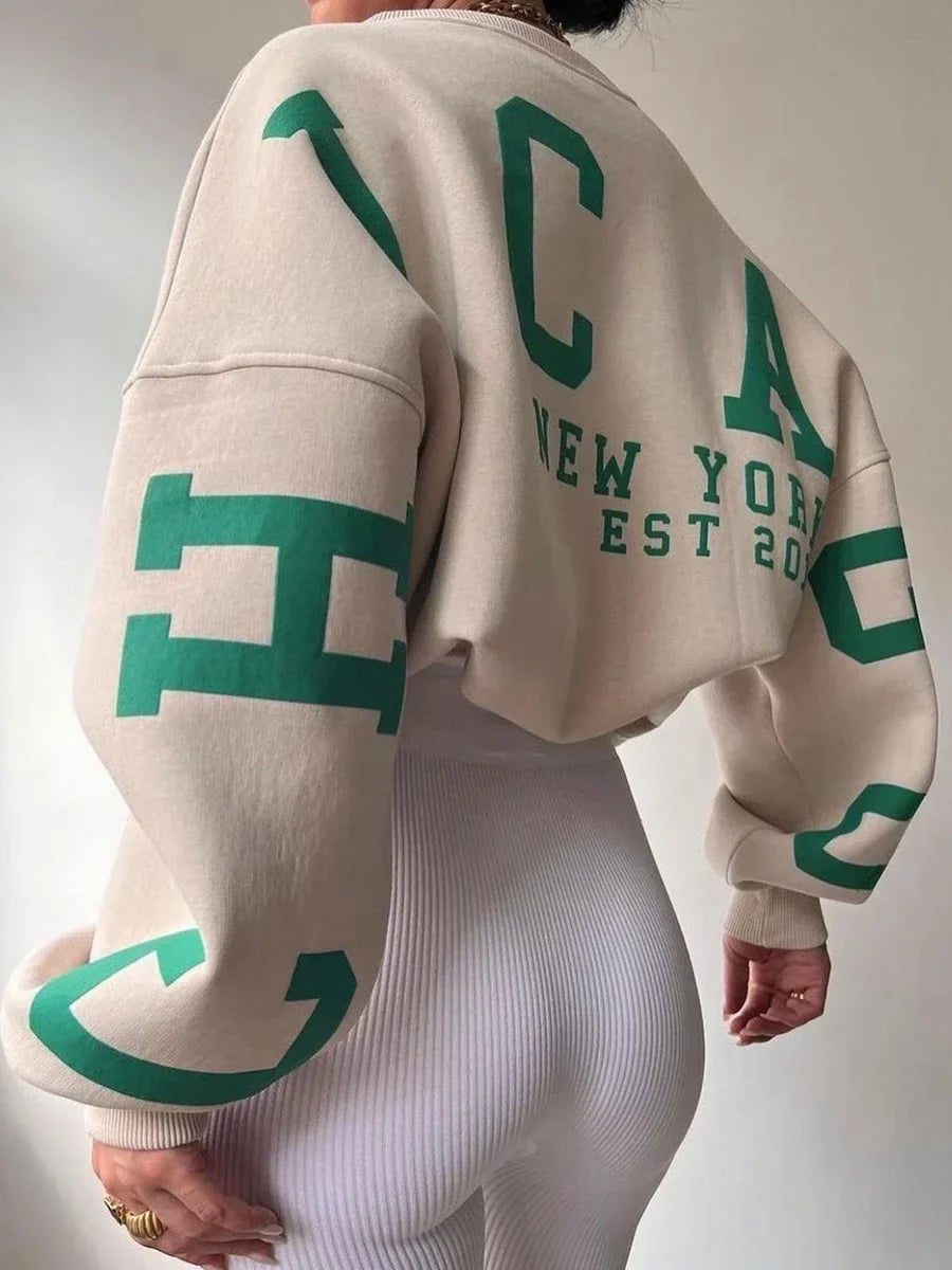 Women's Oversized Sweatshirt – Graphic Print Drop Shoulder