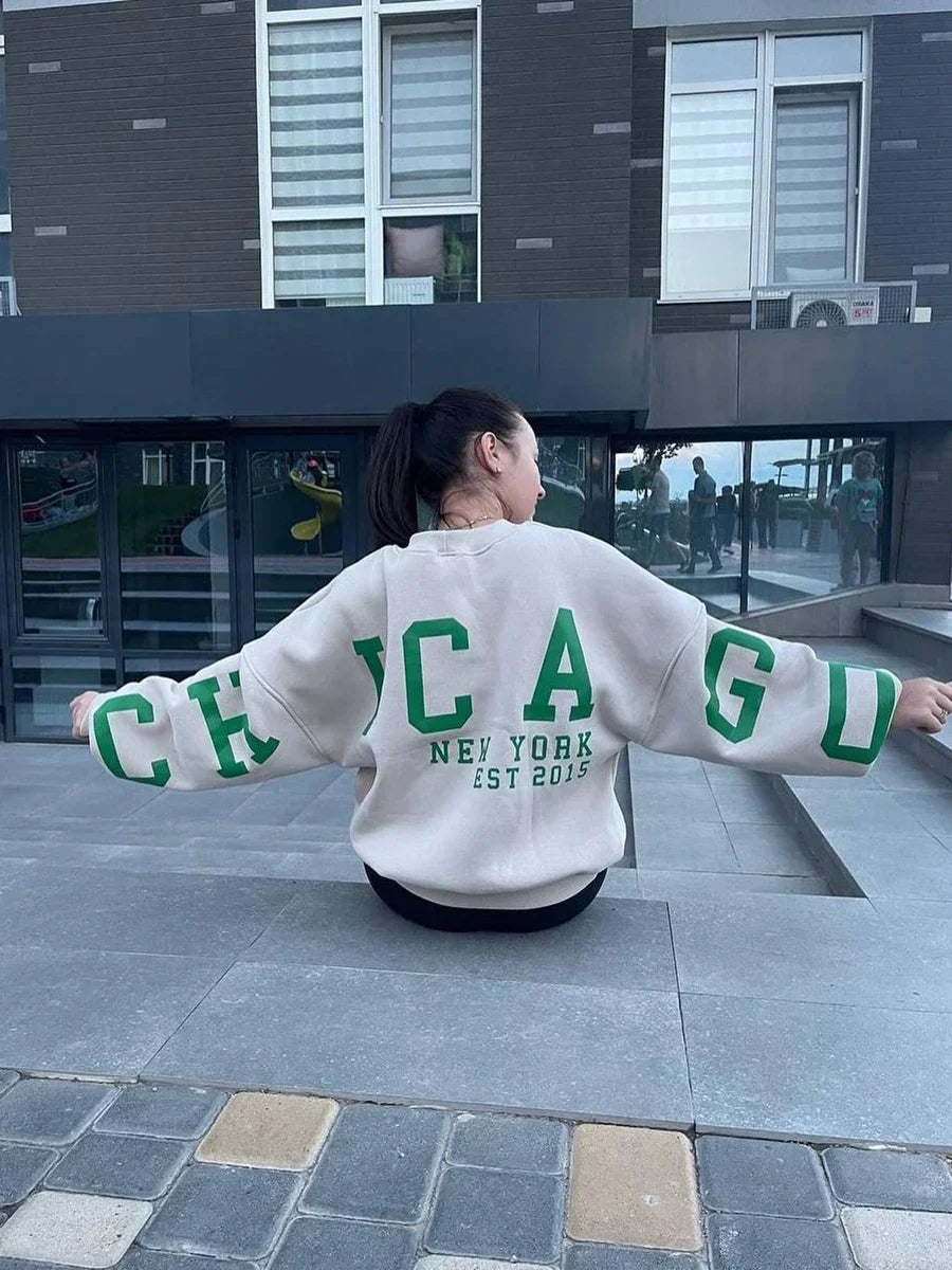 Women's Oversized Sweatshirt – Graphic Print Drop Shoulder