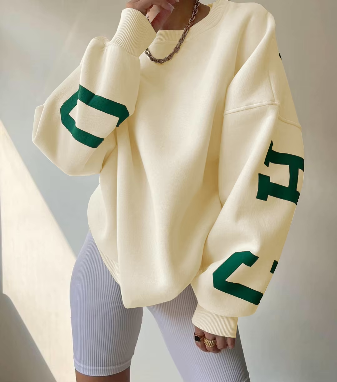 Women's Oversized Sweatshirt – Graphic Print Drop Shoulder