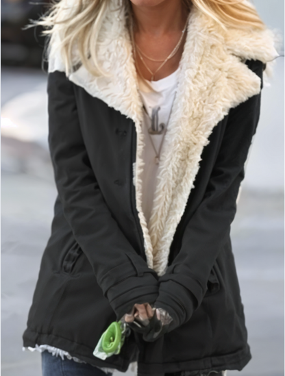 Women's Jacket with Faux Shearling Lapel