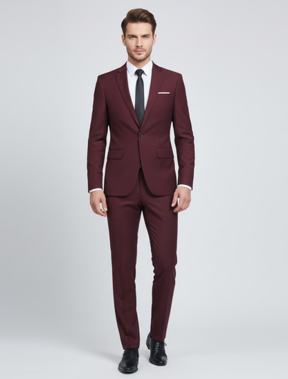 Men's Single-Breasted Slim Fit Two Piece Suit with Notch Lapel