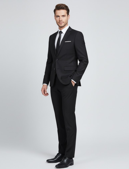 Men's Single-Breasted Slim Fit Two Piece Suit with Notch Lapel