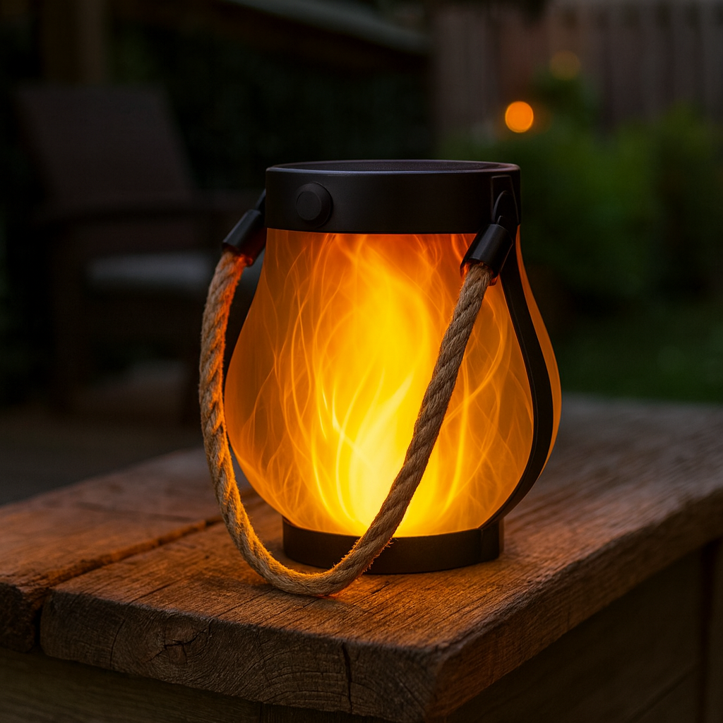 Solar lantern lights with flickering flame effect for outdoor garden and patio decoration, dual charging modes, waterproof design 0