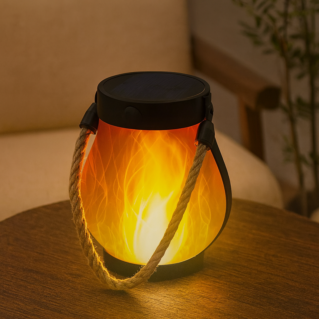 Solar lantern lights with flickering flame effect for outdoor garden and patio decoration, dual charging modes, waterproof design 1