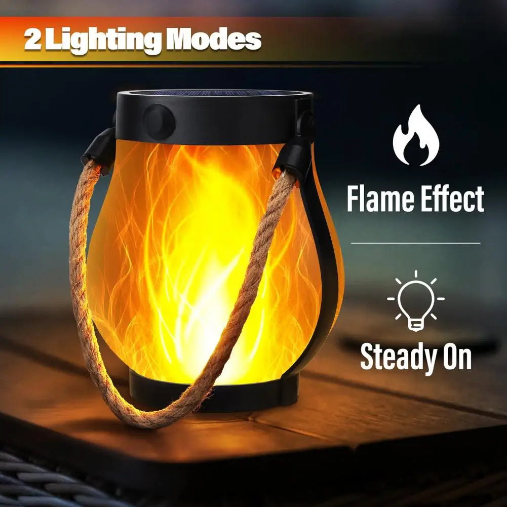 Solar lantern lights with flickering flame effect for outdoor garden and patio decoration, dual charging modes, waterproof design 3
