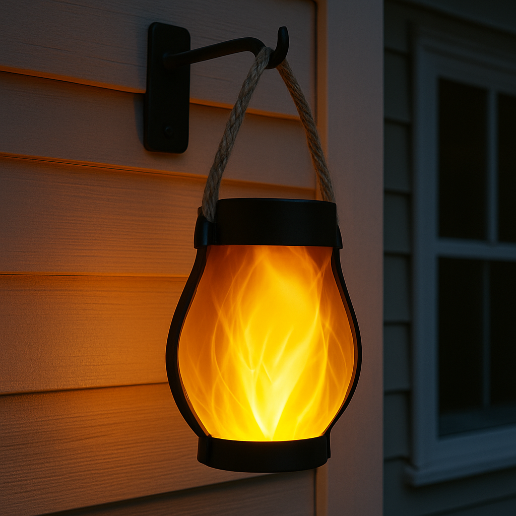 Solar lantern lights with flickering flame effect for outdoor garden and patio decoration, dual charging modes, waterproof design 5