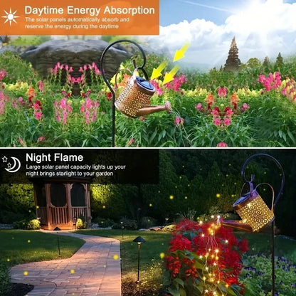 Solar watering can light retro metal pendant lamp outdoor garden decoration summer 2025 waterproof playful 3