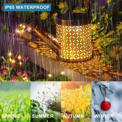 Solar watering can light retro metal pendant lamp outdoor garden decoration summer 2025 waterproof playful 4