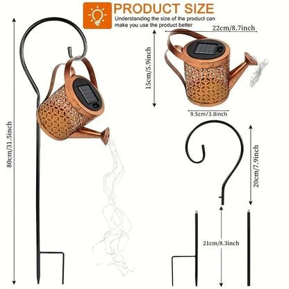 Solar watering can light retro metal pendant lamp outdoor garden decoration summer 2025 waterproof playful 6