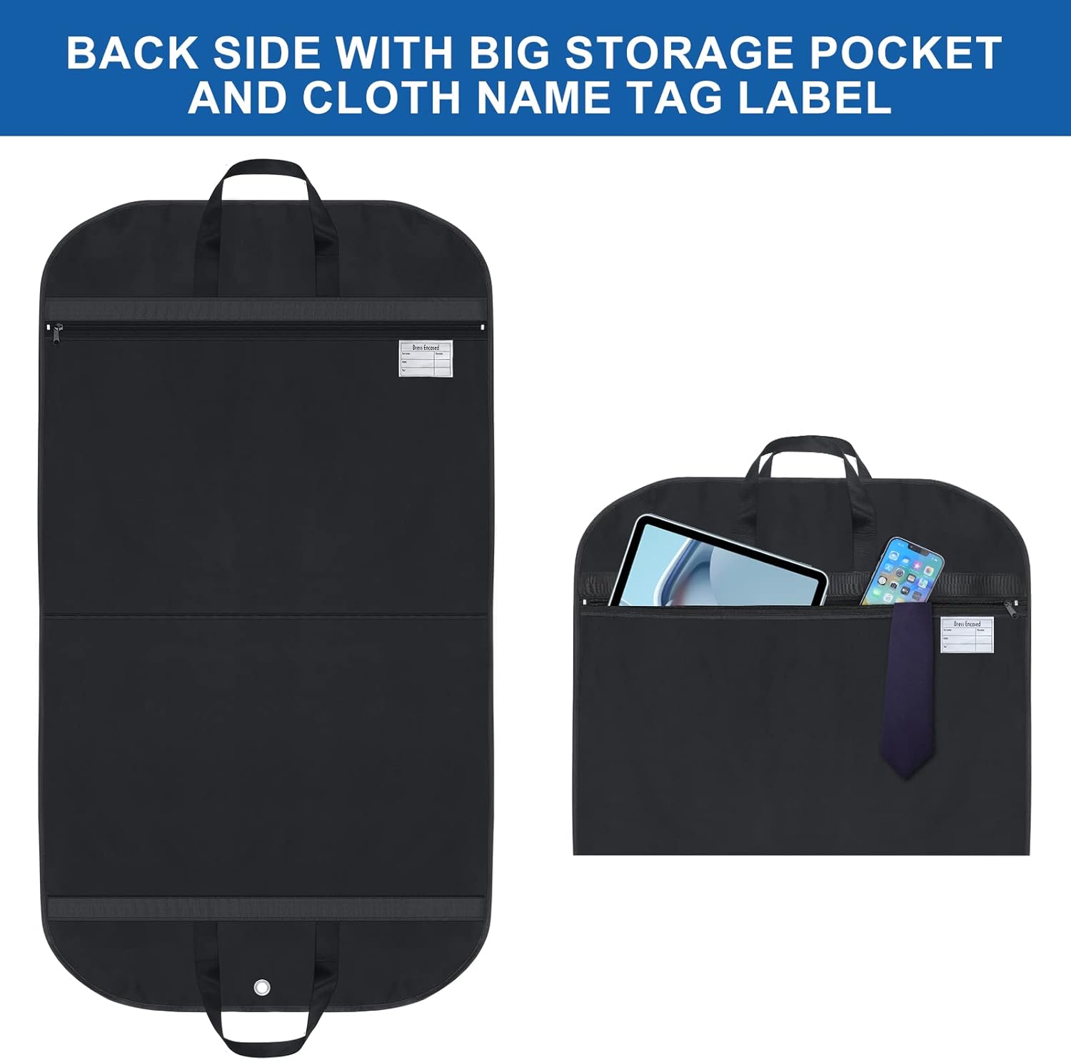 Waterproof Oxford Garment Bag – Suit Cover with Gusset & Pockets (2-Pack) 2
