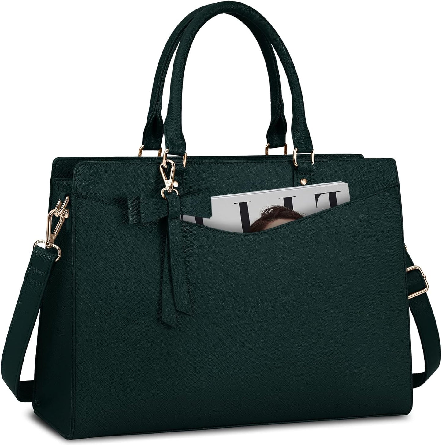 Waterproof PU Leather Laptop Tote Bag with Multi-Pocket Design for Women 1