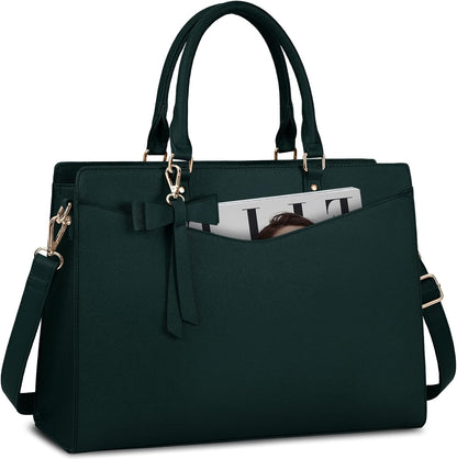 Waterproof PU Leather Laptop Tote Bag with Multi-Pocket Design for Women 1