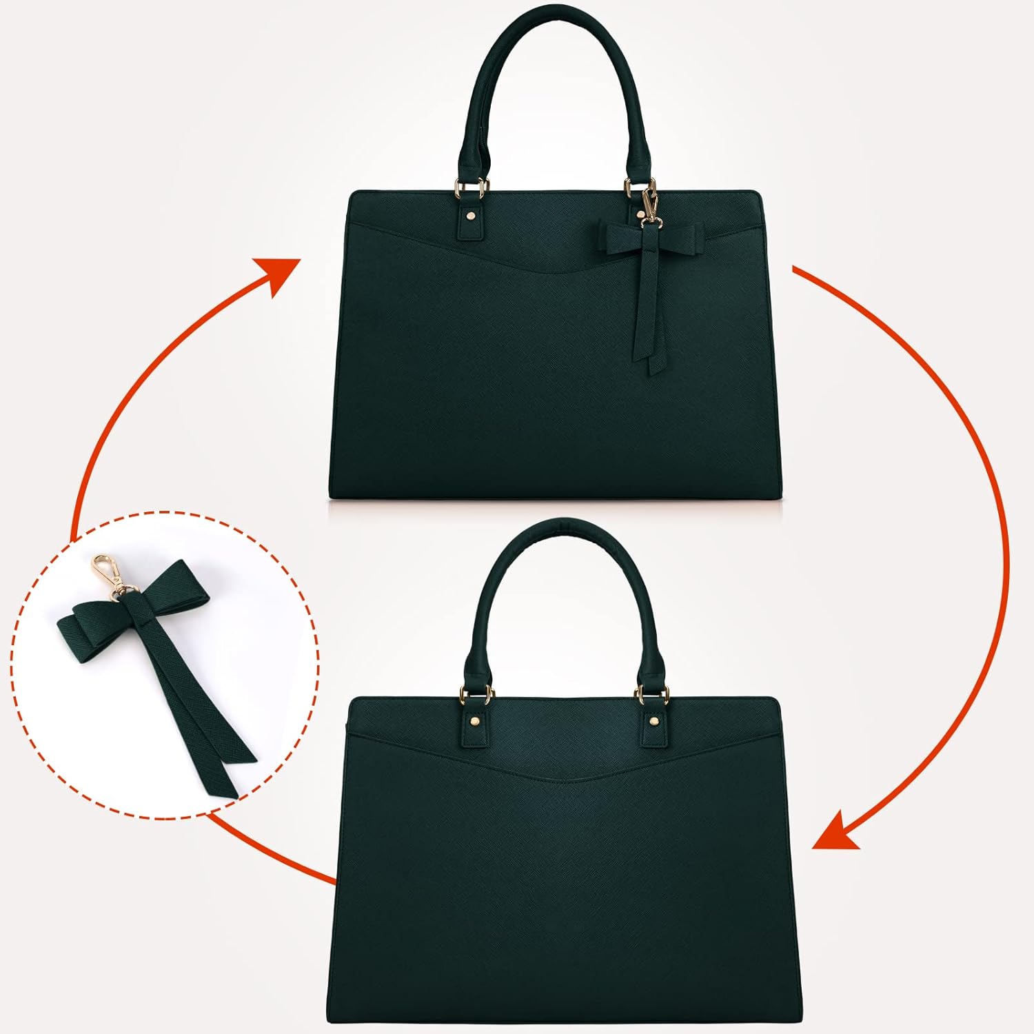 Waterproof PU Leather Laptop Tote Bag with Multi-Pocket Design for Women 4