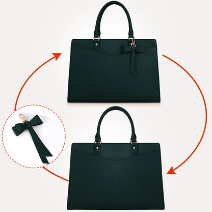 Waterproof PU Leather Laptop Tote Bag with Multi-Pocket Design for Women 4