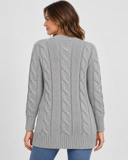 Women's Cardigan – Cable Knit, Button Front, Longline