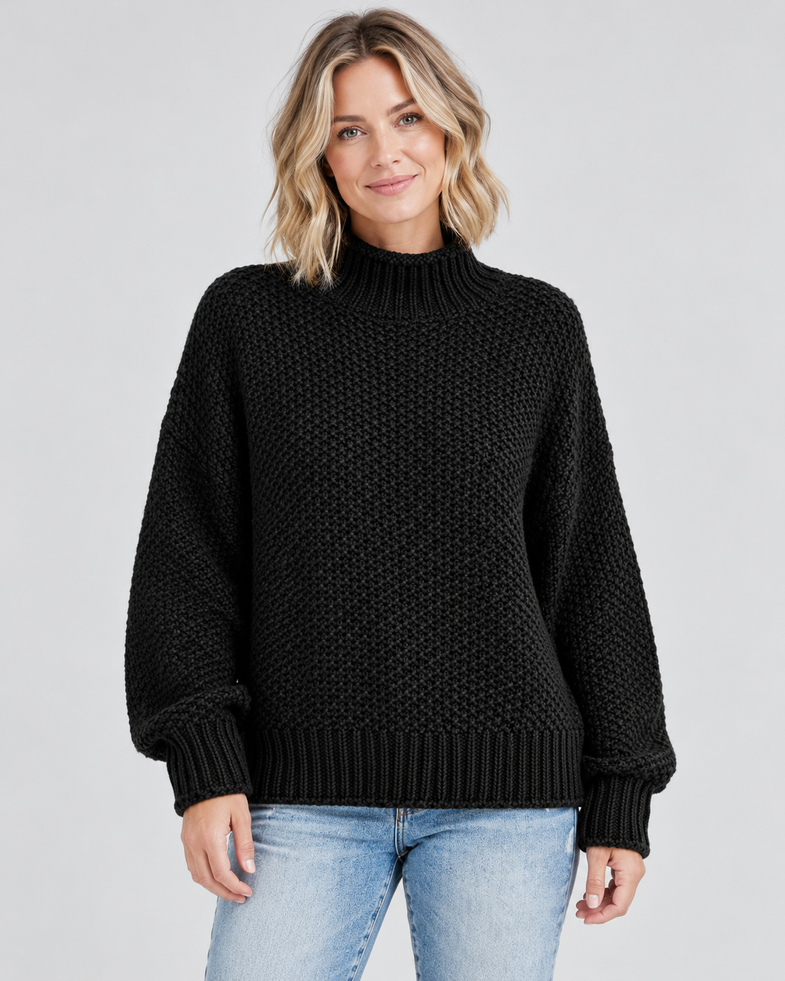 Women's Turtleneck Sweater – Chunky Knit, Loose Fit
