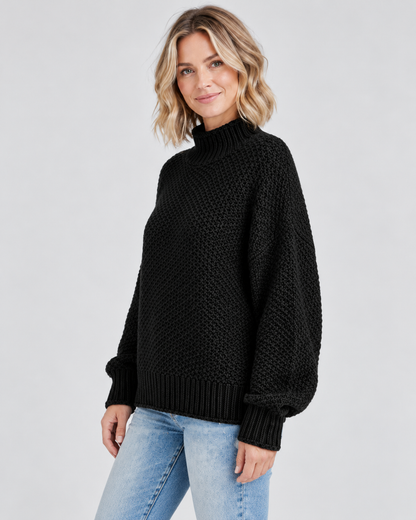 Women's Turtleneck Sweater – Chunky Knit, Loose Fit