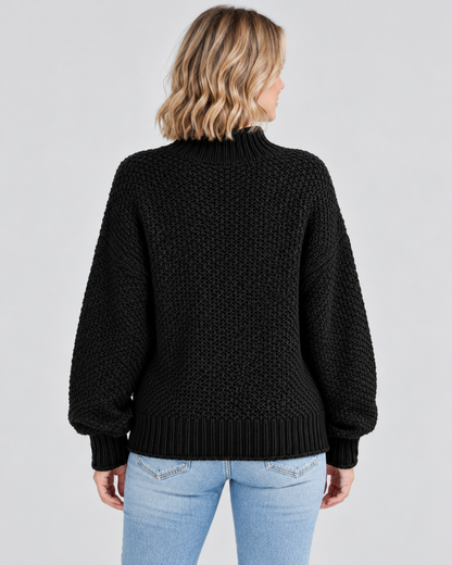Women's Turtleneck Sweater – Chunky Knit, Loose Fit