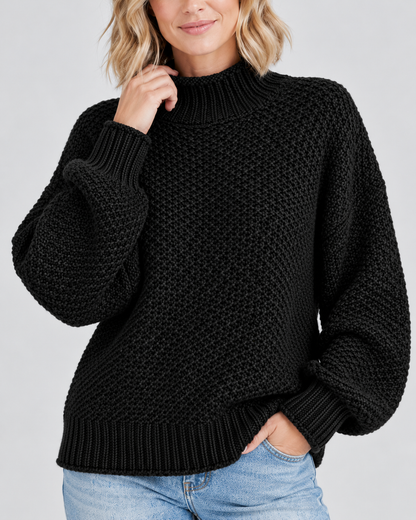 Women's Turtleneck Sweater – Chunky Knit, Loose Fit