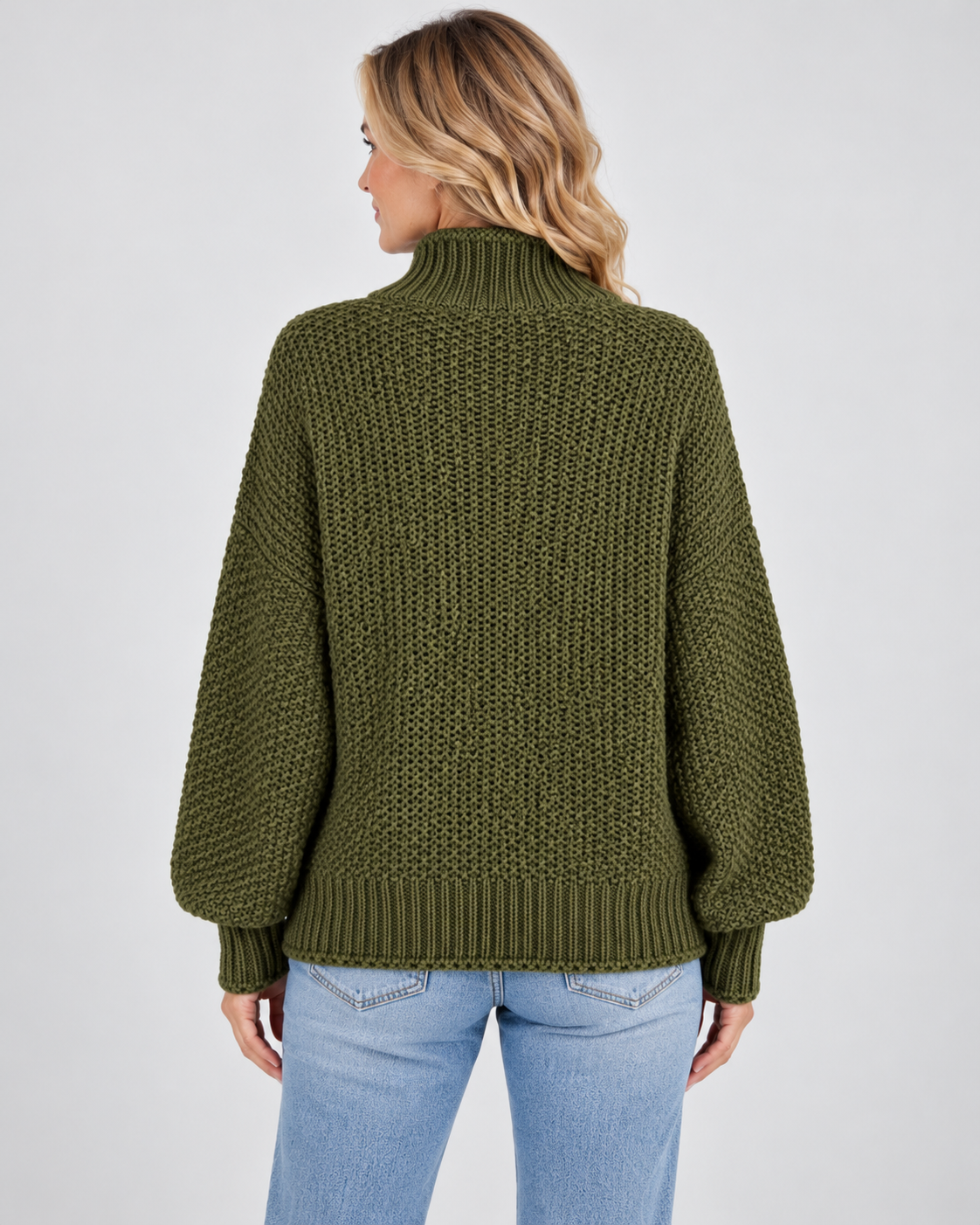 Women's Turtleneck Sweater – Chunky Knit, Loose Fit