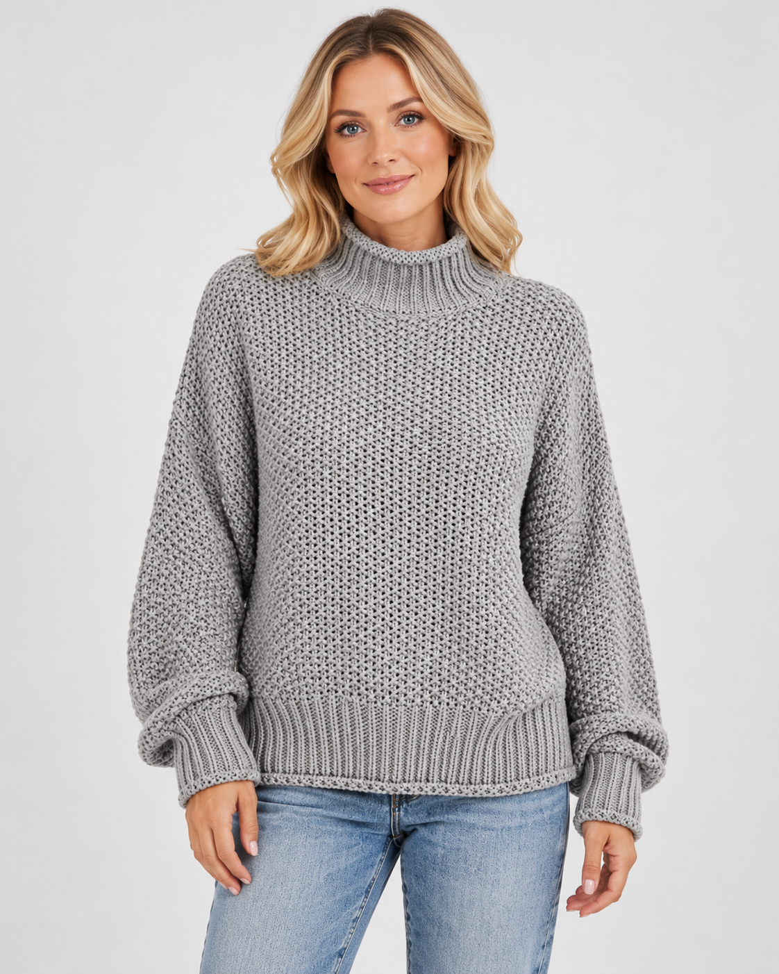 Women's Turtleneck Sweater – Chunky Knit, Loose Fit
