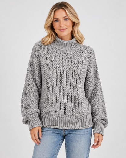 Women's Turtleneck Sweater – Chunky Knit, Loose Fit