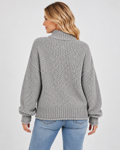 Women's Turtleneck Sweater – Chunky Knit, Loose Fit