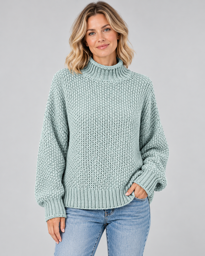 Women's Turtleneck Sweater – Chunky Knit, Loose Fit