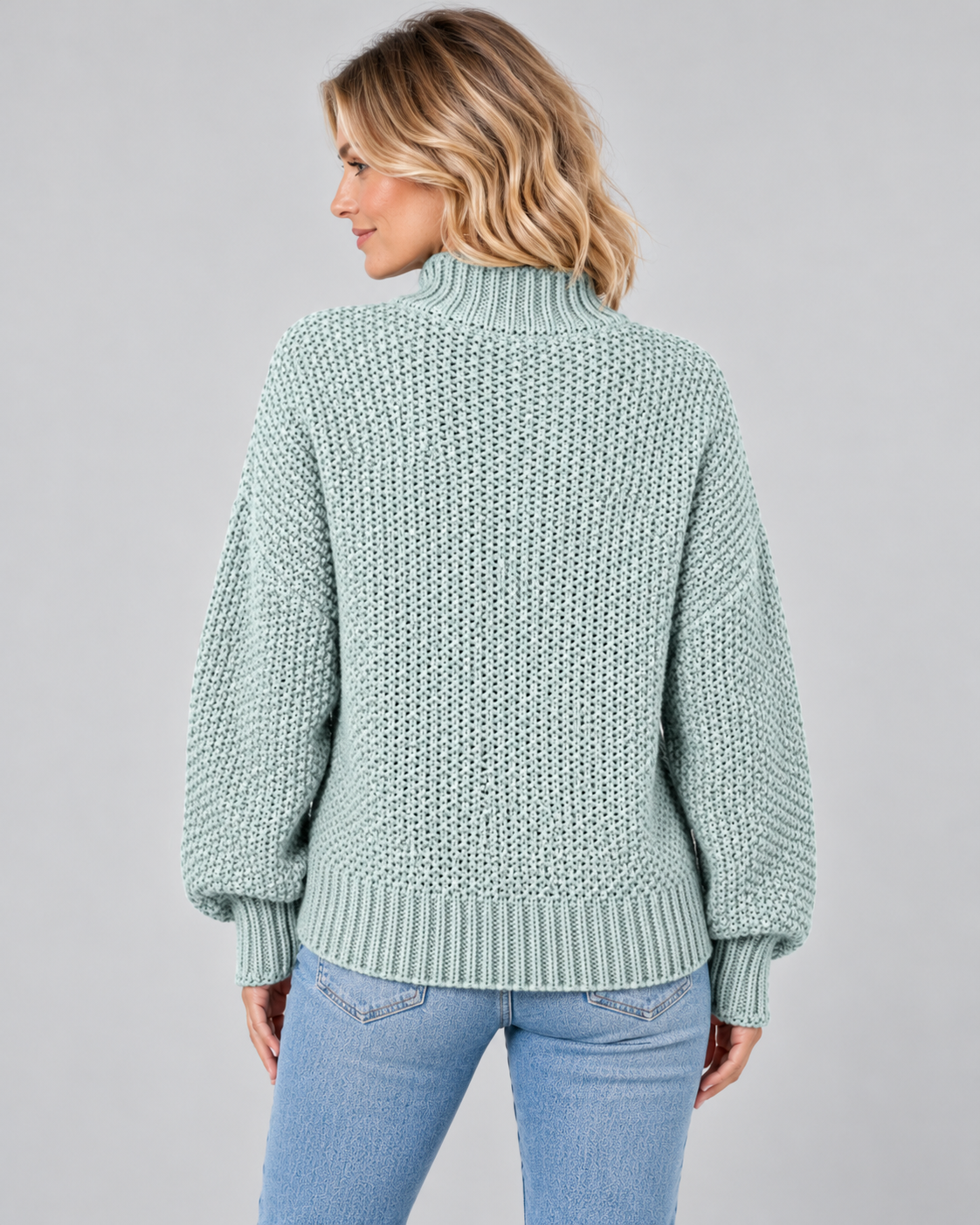 Women's Turtleneck Sweater – Chunky Knit, Loose Fit