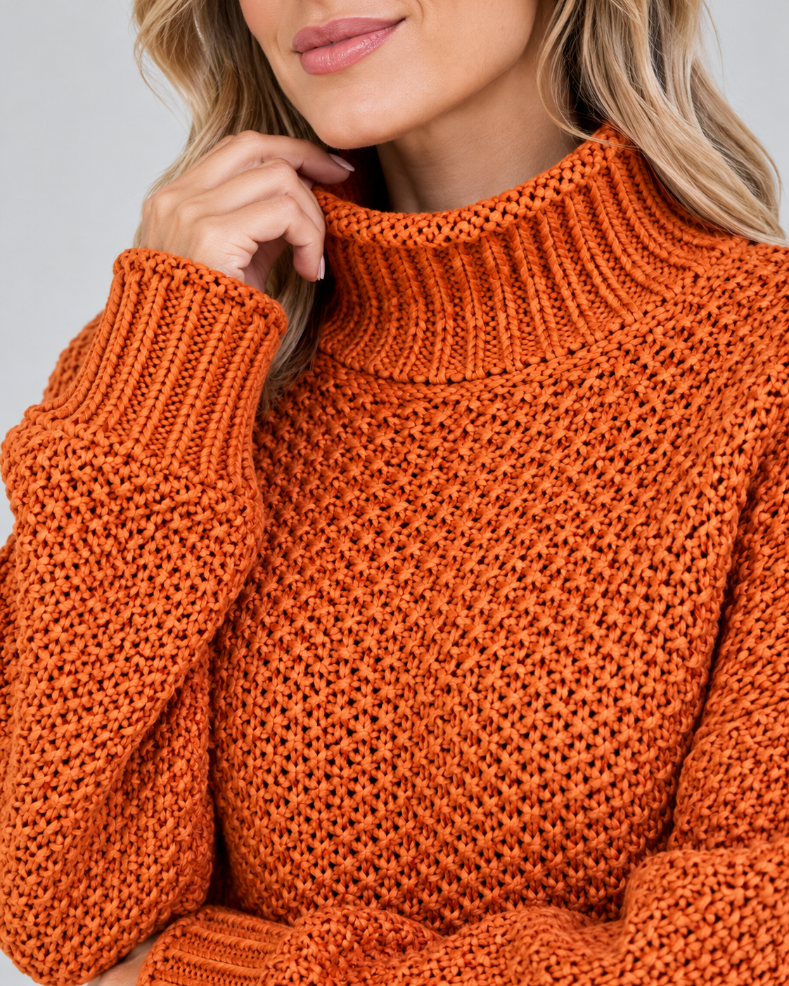 Women's Turtleneck Sweater – Chunky Knit, Loose Fit