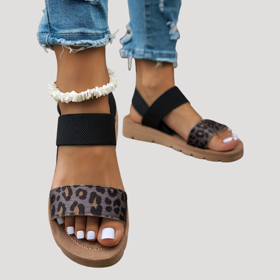 Women’s Comfortable Leopard Print Cross Strap Flat Sandals 8