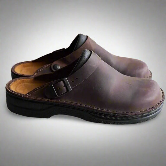 Women's Orthopedic Leather Clogs Slip On Buckle