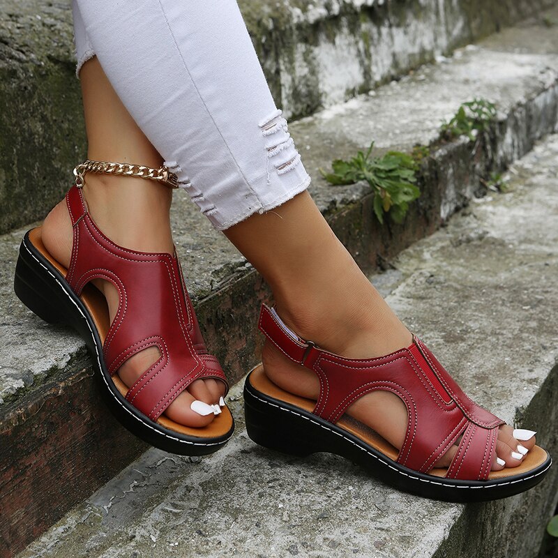 Women's Orthopedic Cutout Wedge Sandals 7