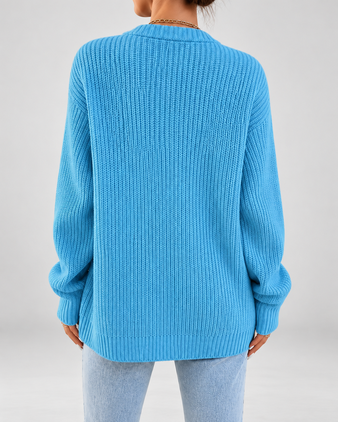 Women's Cardigan – Chunky Ribbed Knit, V-Neck Button-Front