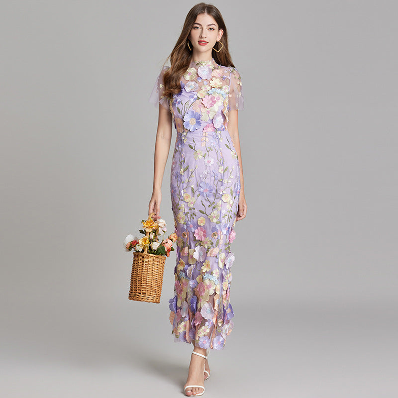 Women's Sheer Summer Dress with Floral Embroidery 10