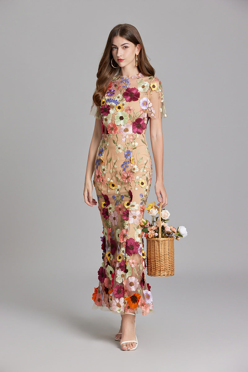 Women's Sheer Summer Dress with Floral Embroidery 8