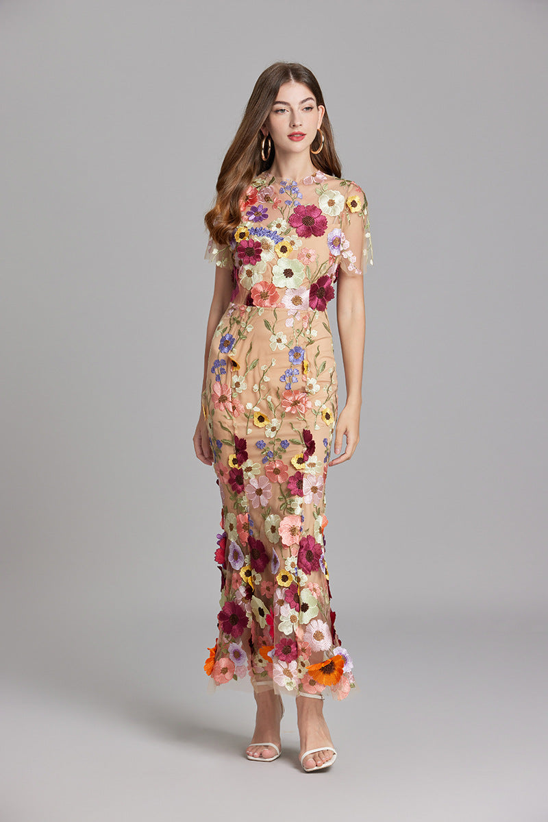 Women's Sheer Summer Dress with Floral Embroidery 9