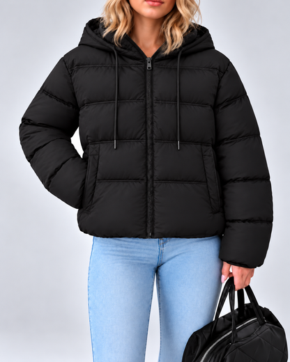 Women's Puffer Jacket – Hooded, Quilted Zip-Up