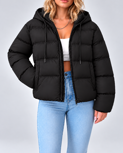 Women's Puffer Jacket – Hooded, Quilted Zip-Up