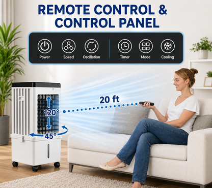 Portable Evaporative Air Cooler with Remote – Instant Cooling