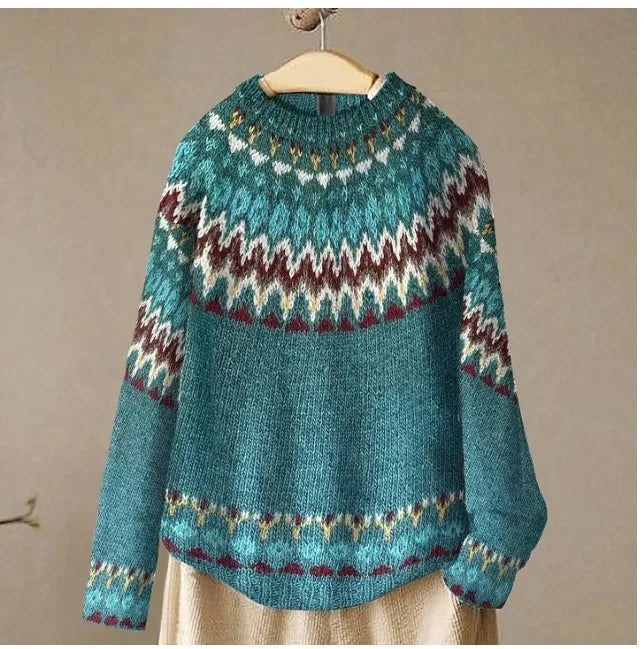 Women's Christmas Sweater – Fair Isle, Wide Crewneck