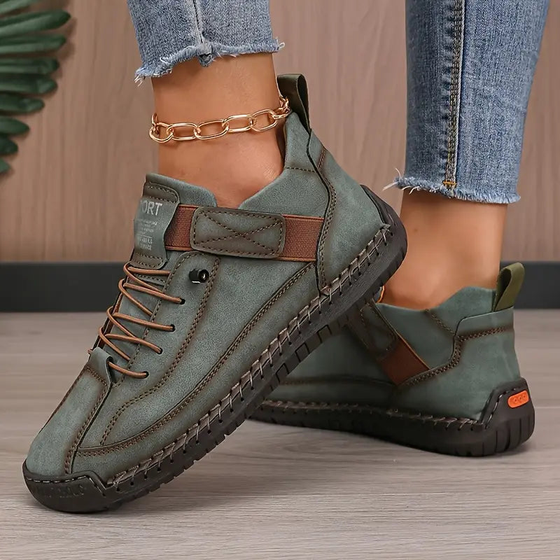 Men's Leather Casual Sneakers with Strap