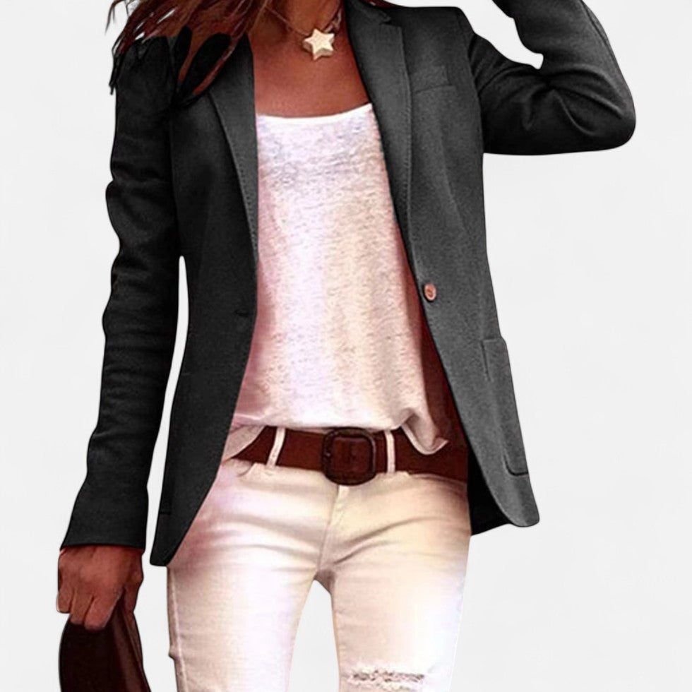 Women's Single-Button Blazer with Notched Lapel