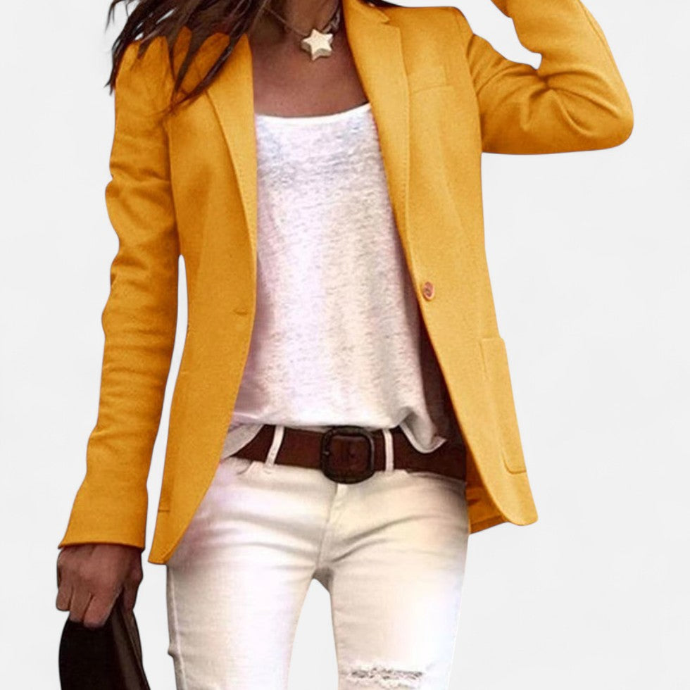 Women's Single-Button Blazer with Notched Lapel