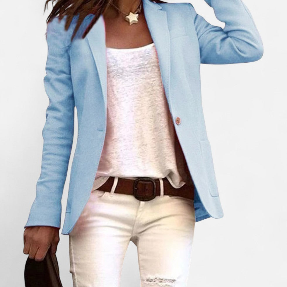 Women's Single-Button Blazer with Notched Lapel