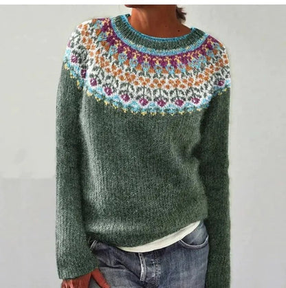 Women's Christmas Sweater – Fair Isle, Wide Crewneck